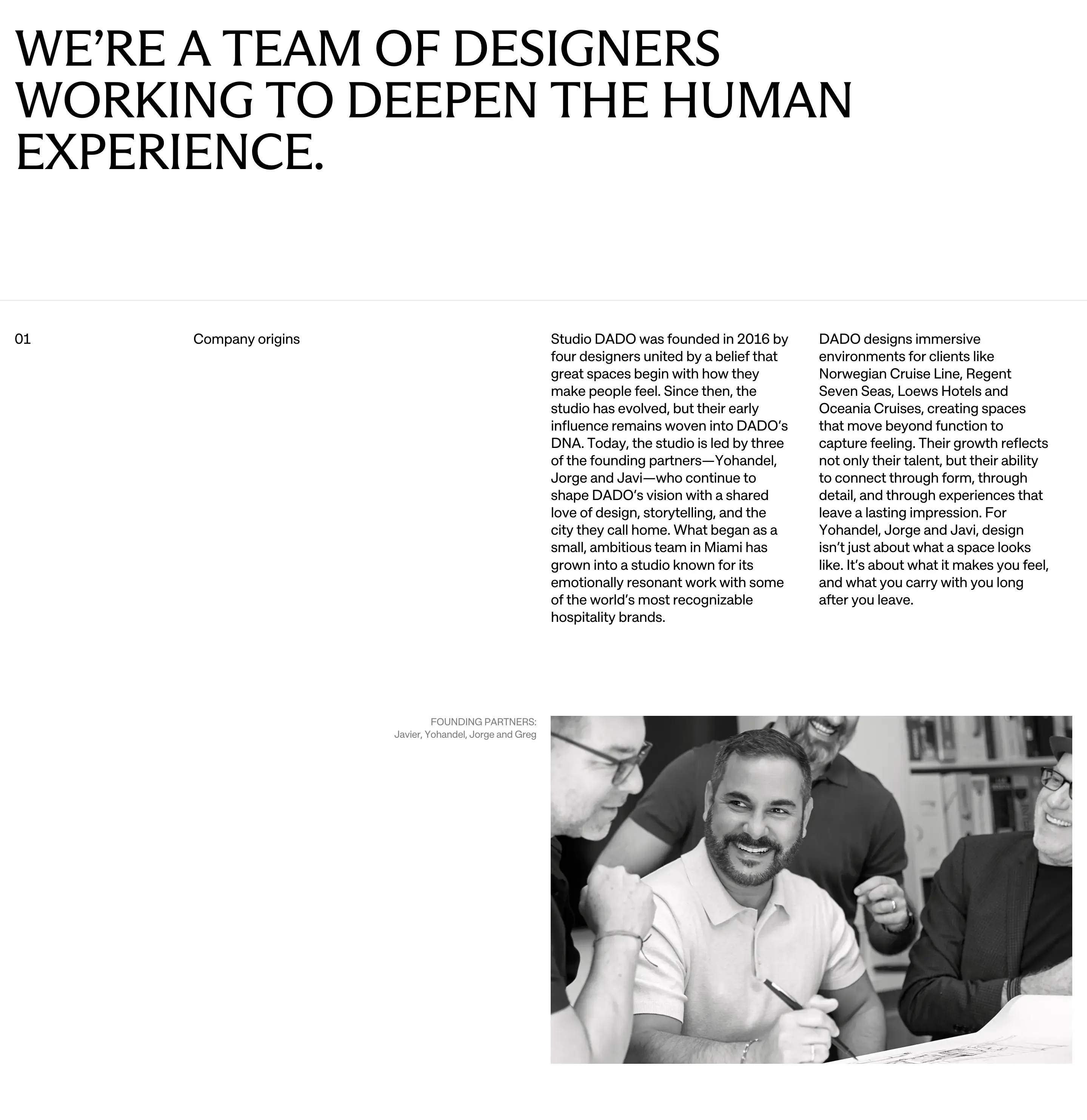 Studio Dado Company Story Feature Design