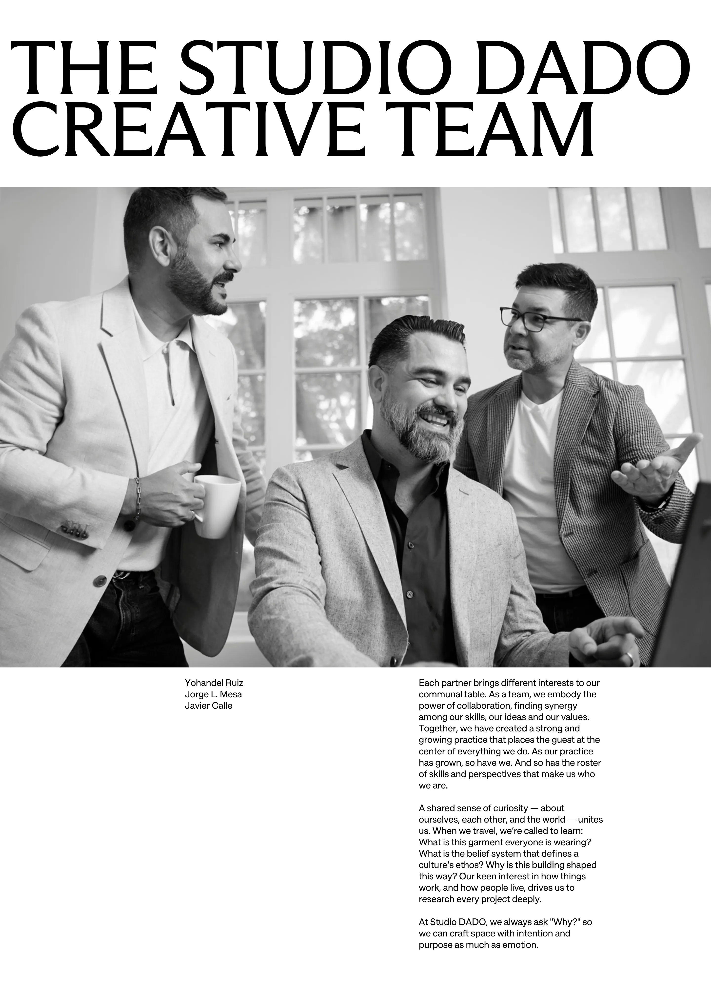 Studio Dado Creative Team Profile Design