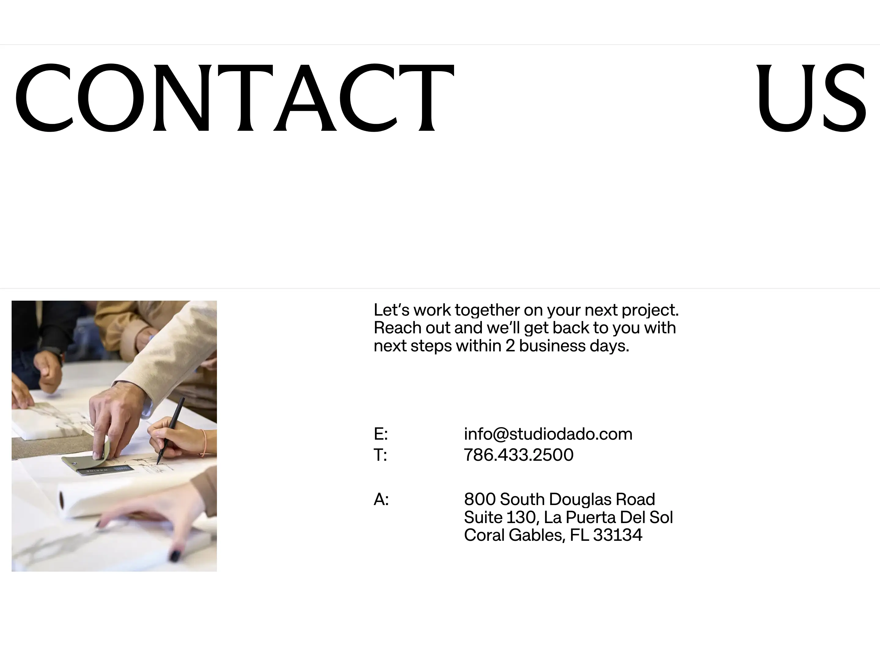 Studio Dado Inquiry Contact Information Design