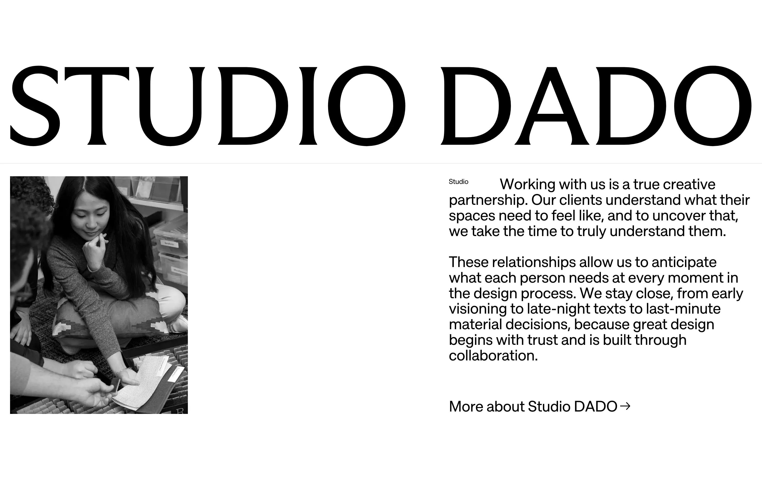 Studio Dado Partnership About Design