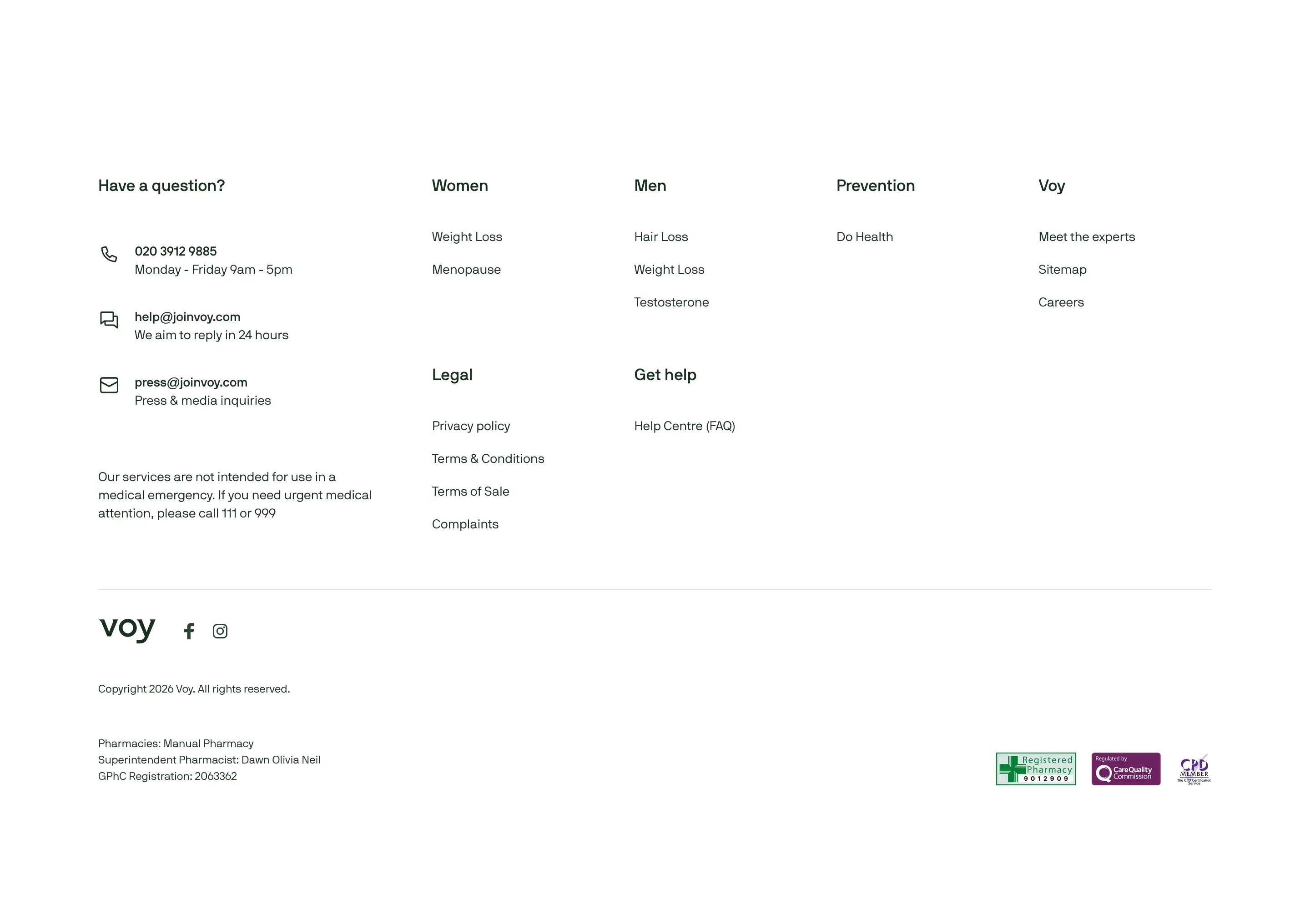 Voy General Footer Design