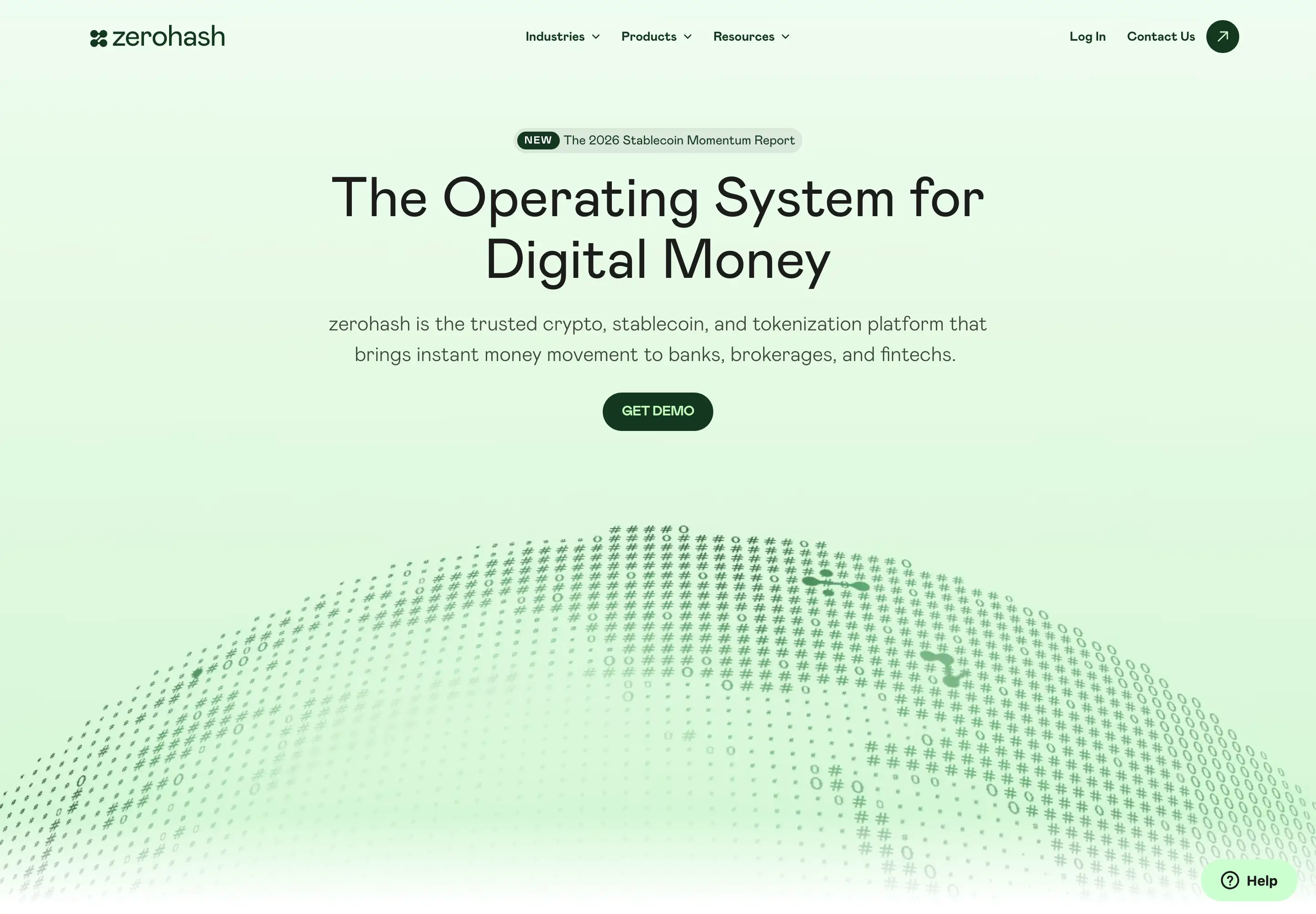 Zerohash Digital Money Hero Design