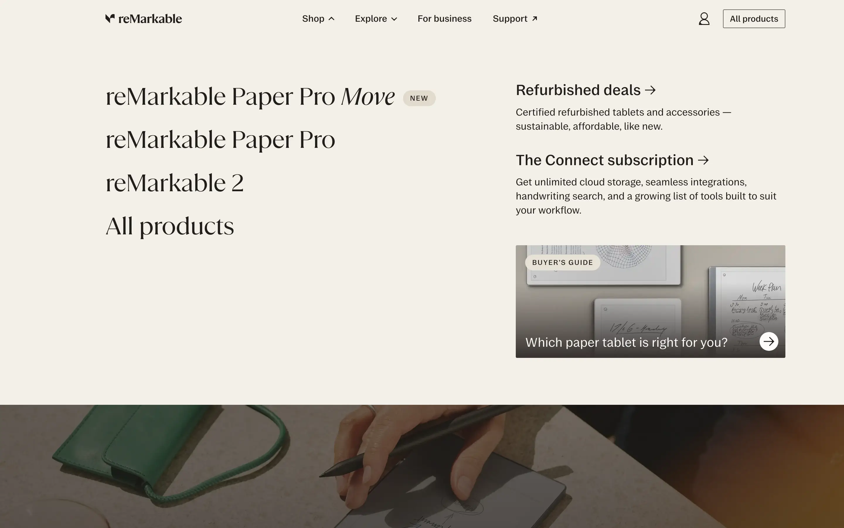 reMarkable Product Navigation Entry Design